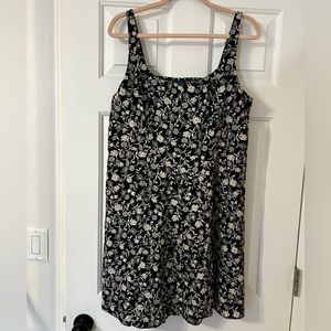 Black and white floral mini dress